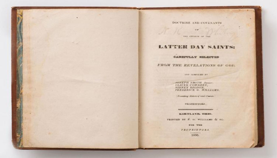 Il frontespizio di un'edizione del 1835 di Dottrina e Alleanze Dottrina e Alleanze