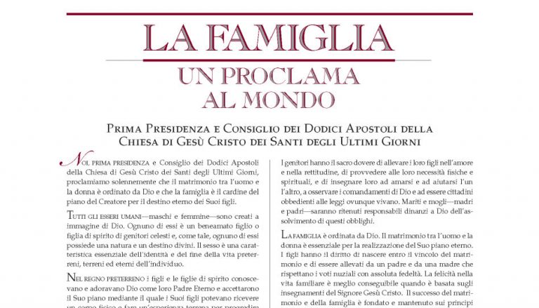 Il proclama sulla famiglia