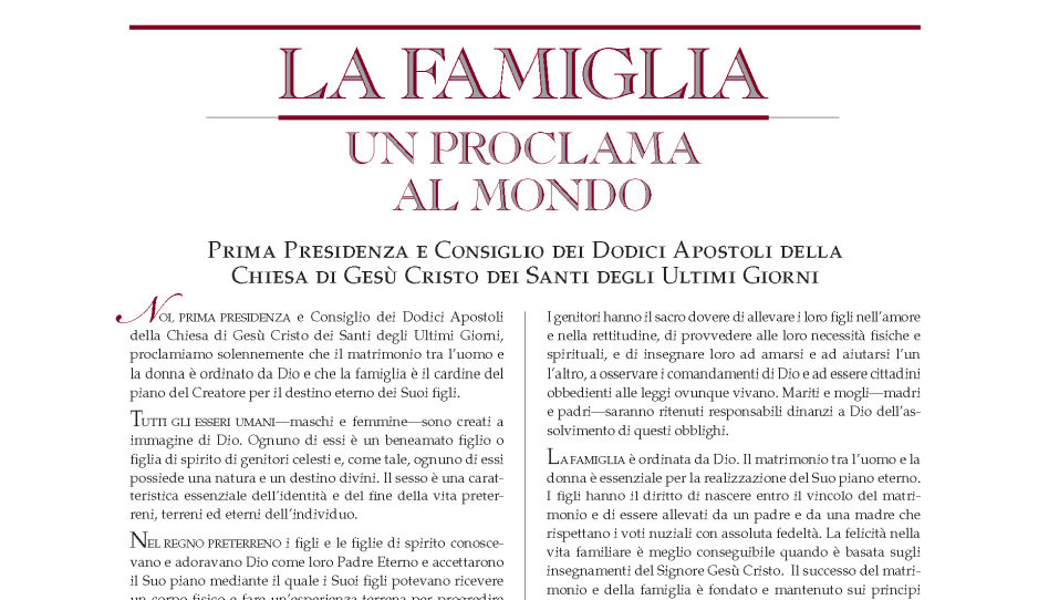 Il proclama sulla famiglia