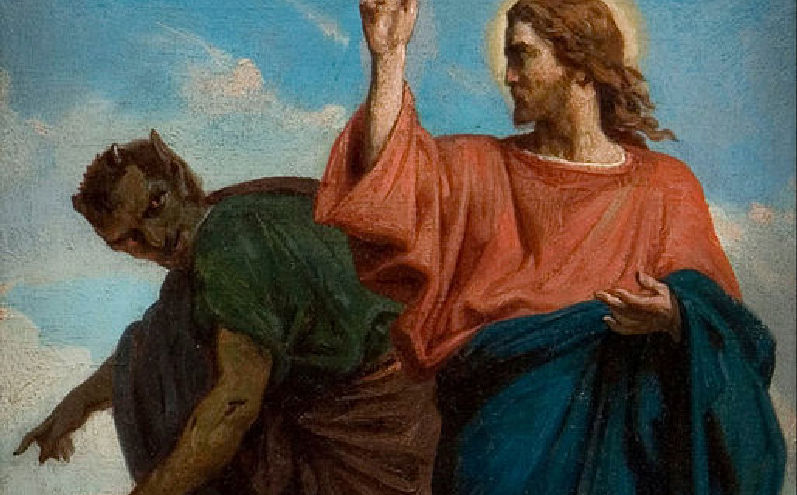 Gesù è tentato dal diavolo Gettare via le tentazioni